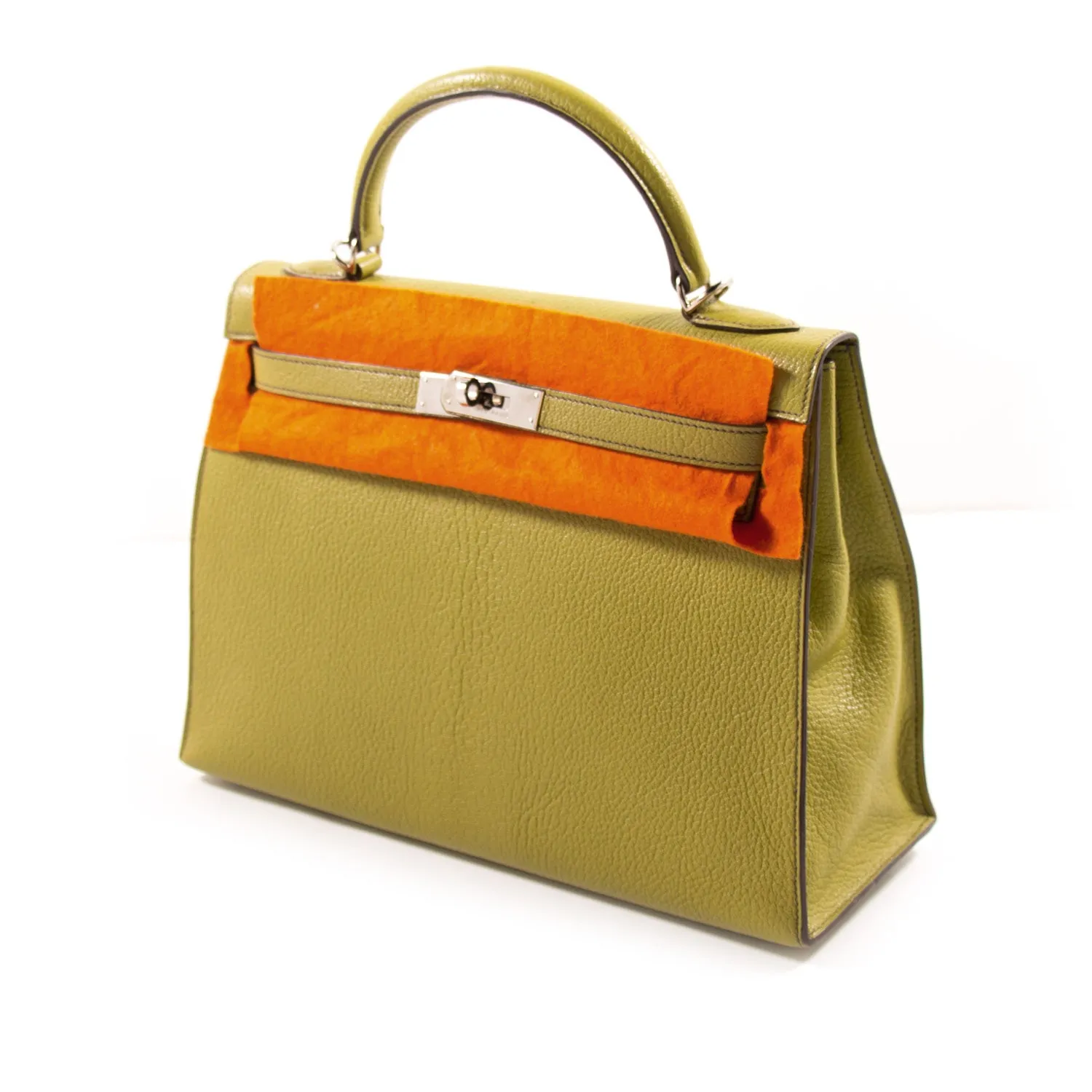 Hermès Kelly 32 Sellier Vert Anis Chevre Mysore