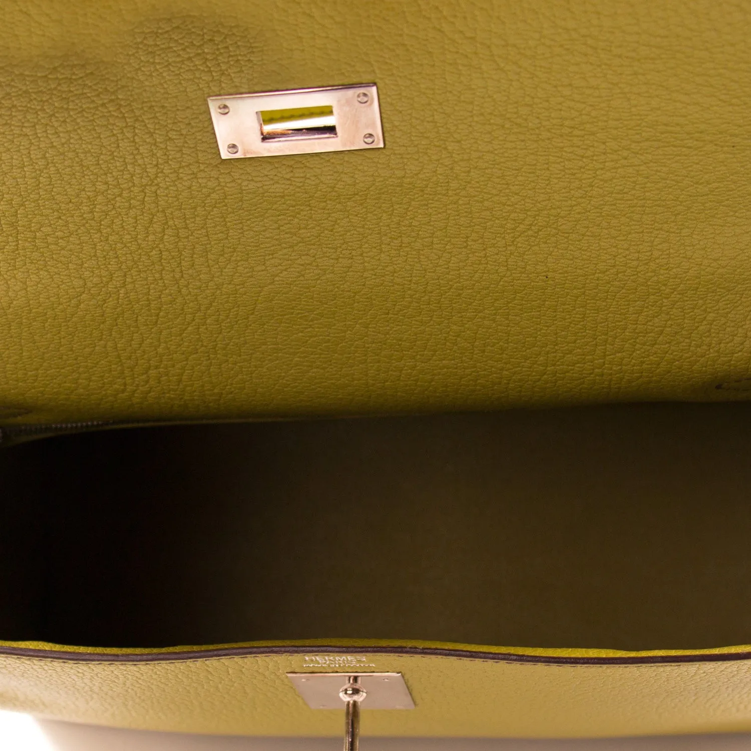 Hermès Kelly 32 Sellier Vert Anis Chevre Mysore