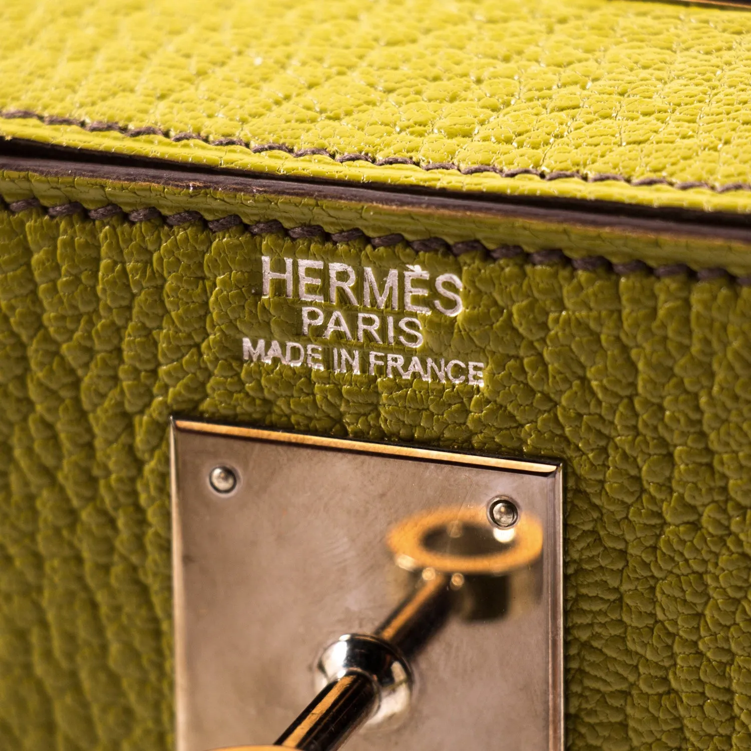 Hermès Kelly 32 Sellier Vert Anis Chevre Mysore