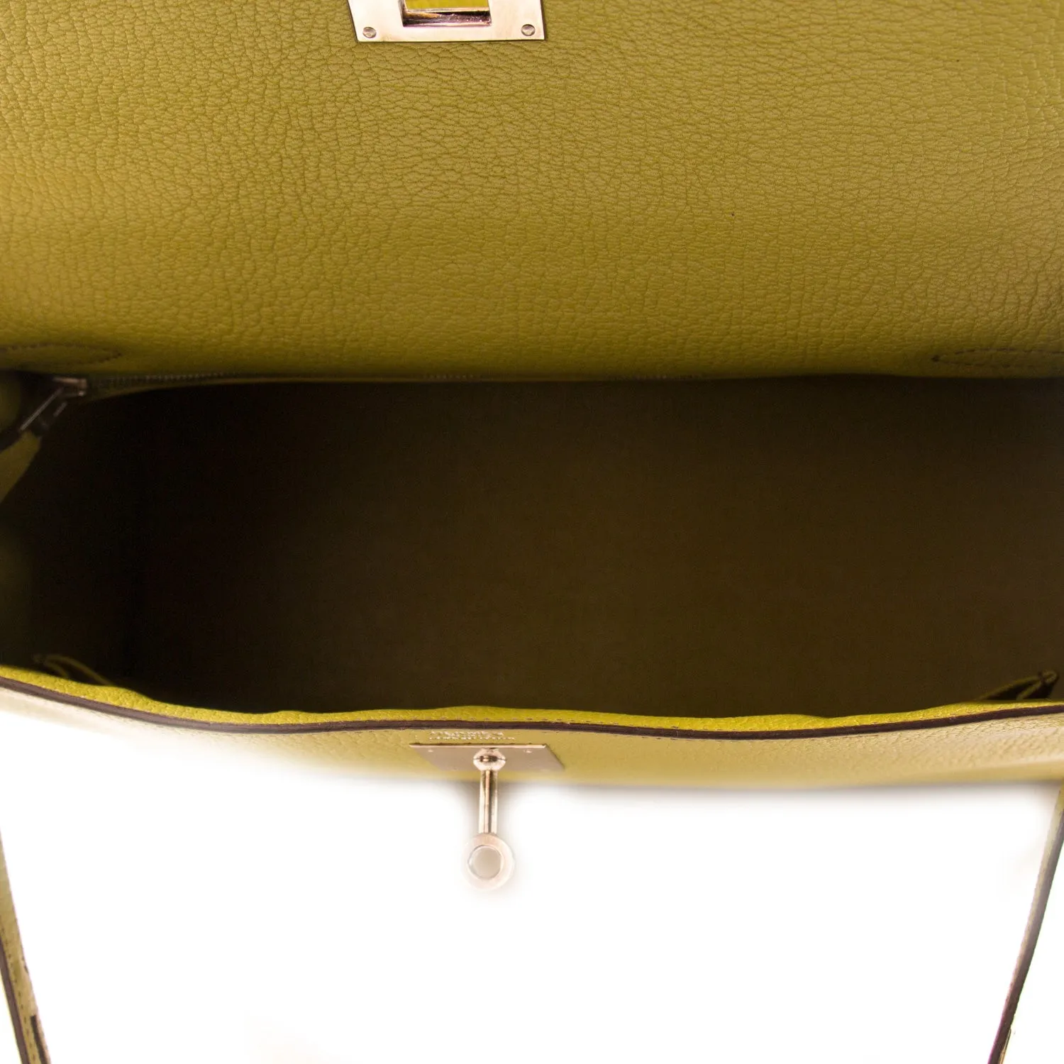 Hermès Kelly 32 Sellier Vert Anis Chevre Mysore