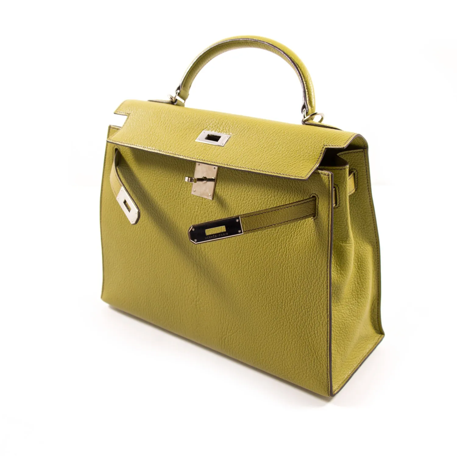 Hermès Kelly 32 Sellier Vert Anis Chevre Mysore