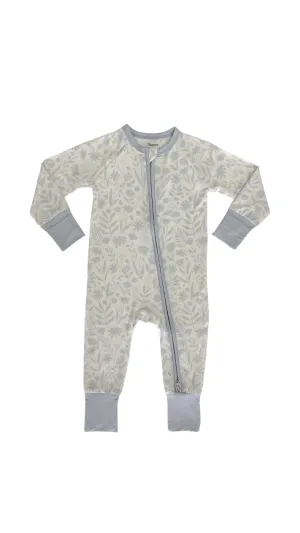 In My Jammers Mia Blue Floral Zipper Romper