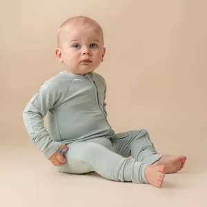 In My Jammers Solid Seafoam Zipper Romper