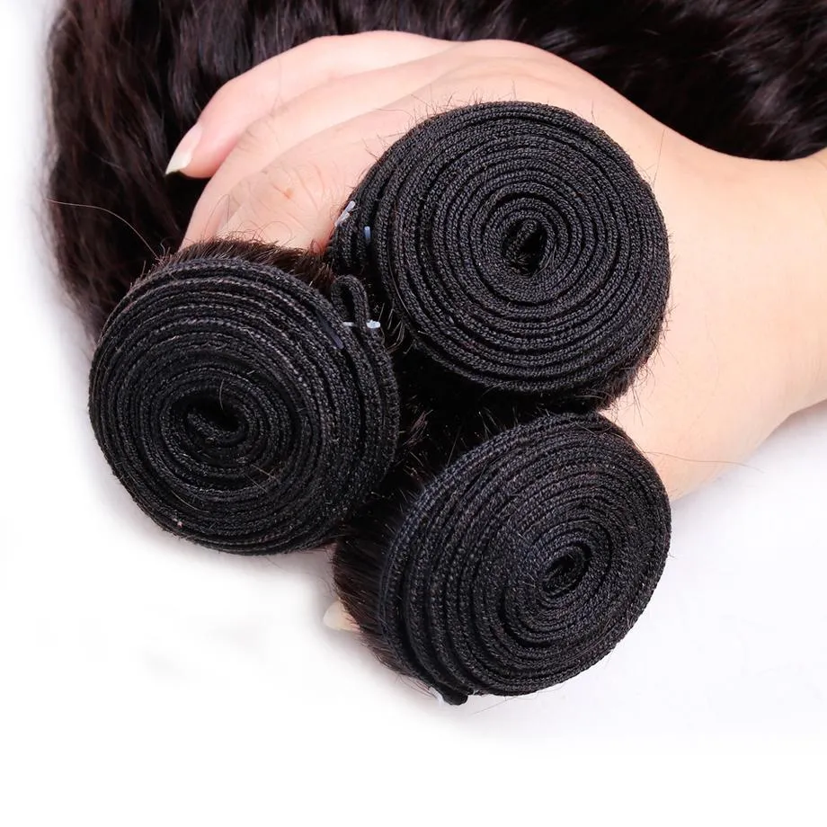 Indian Kinky Straight Bundles With 4×4 Closure 10A Grade 100% Human Remy Hair MYLOCKME