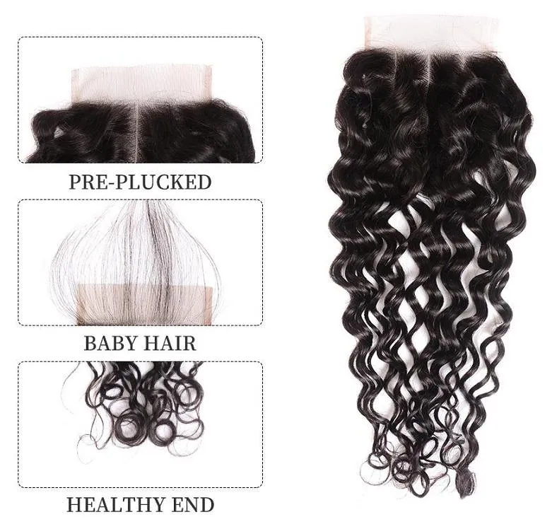 Indian Water Wave Bundles With 4×4 Closure 10A Grade 100% Human Remy Hair MYLOCKME