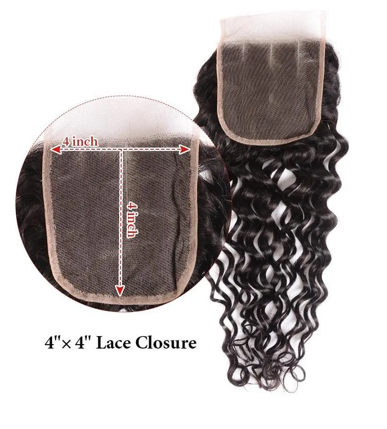 Indian Water Wave Bundles With 4×4 Closure 10A Grade 100% Human Remy Hair MYLOCKME
