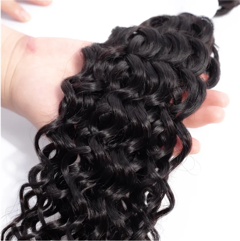 Indian Water Wave Bundles With 4×4 Closure 10A Grade 100% Human Remy Hair MYLOCKME