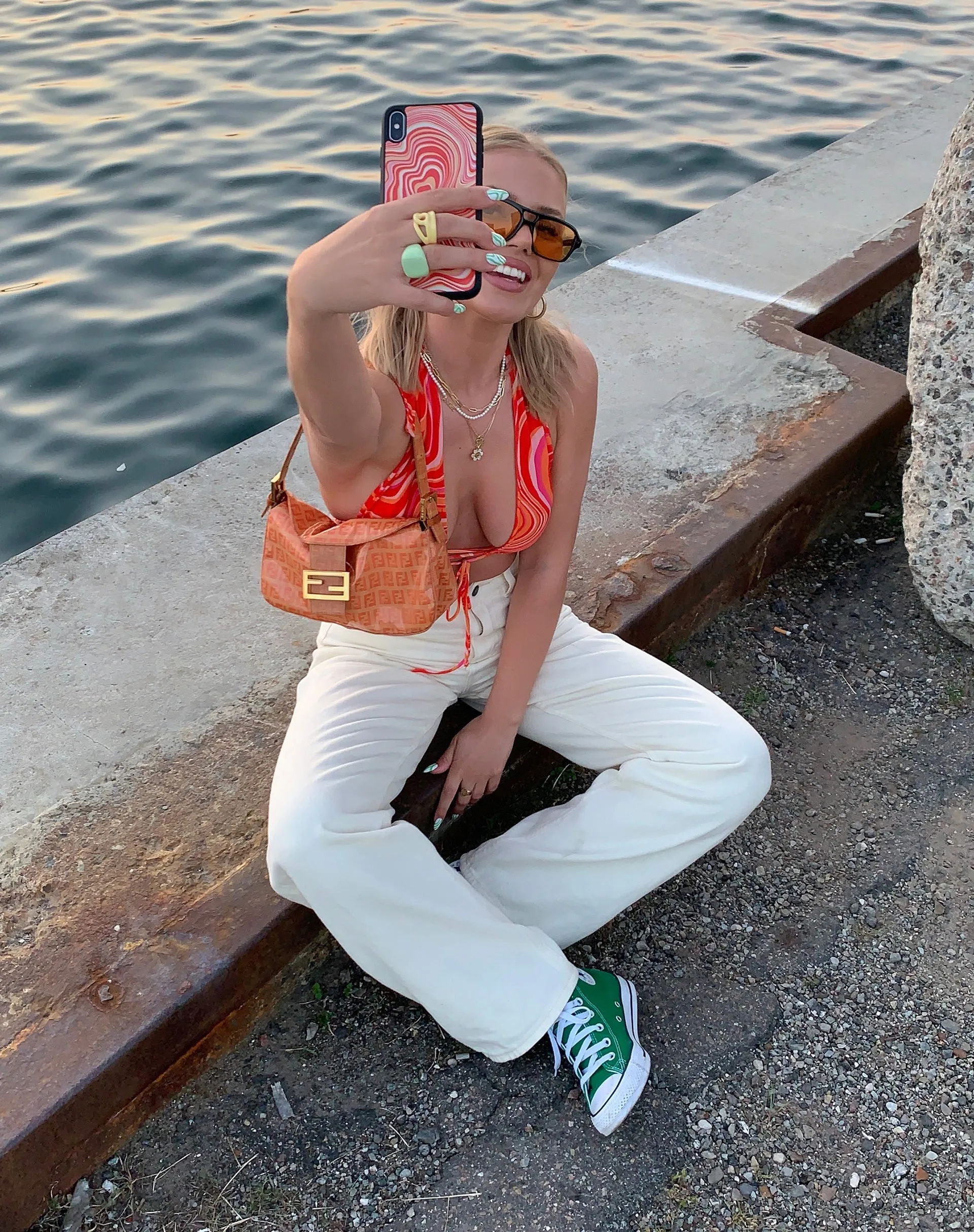 Iphone Case in 70's Ripple in Tangerine