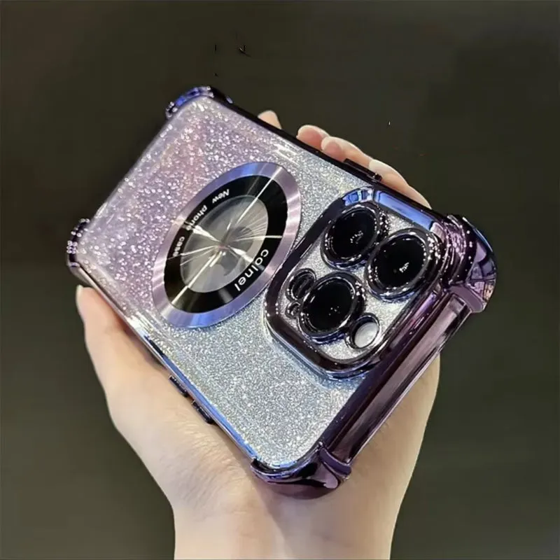iPhone Case Megnetic Gradient Sequin Anti-drop Corners