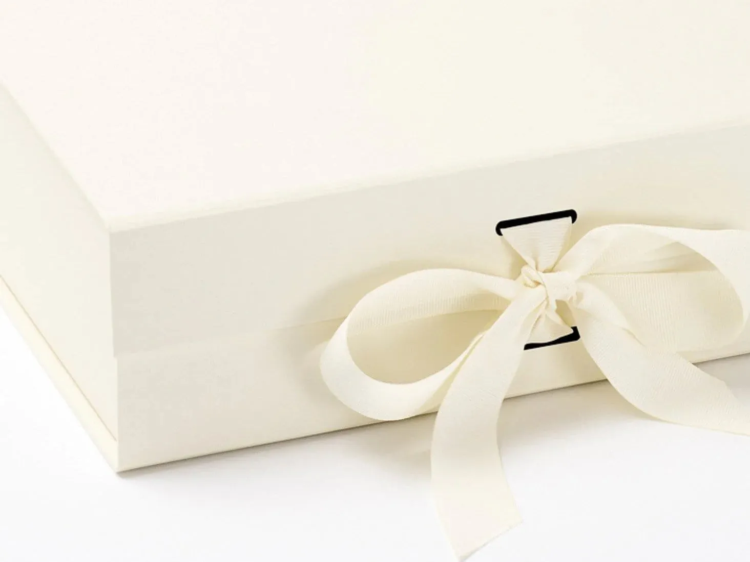 Ivory Large Gift Box With Ribbon Magnetic Closure