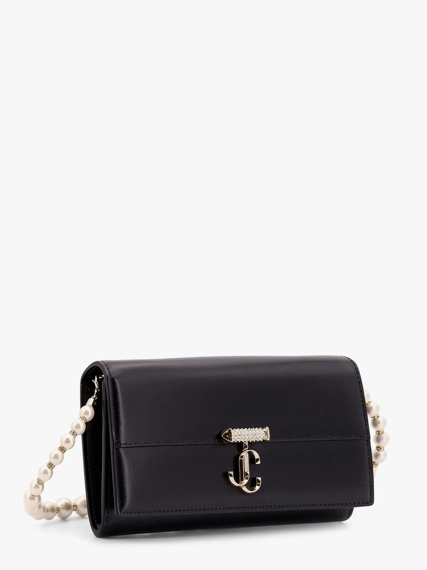 Jimmy Choo Avenue Leather Shoulder Bag With Frontal Monogram