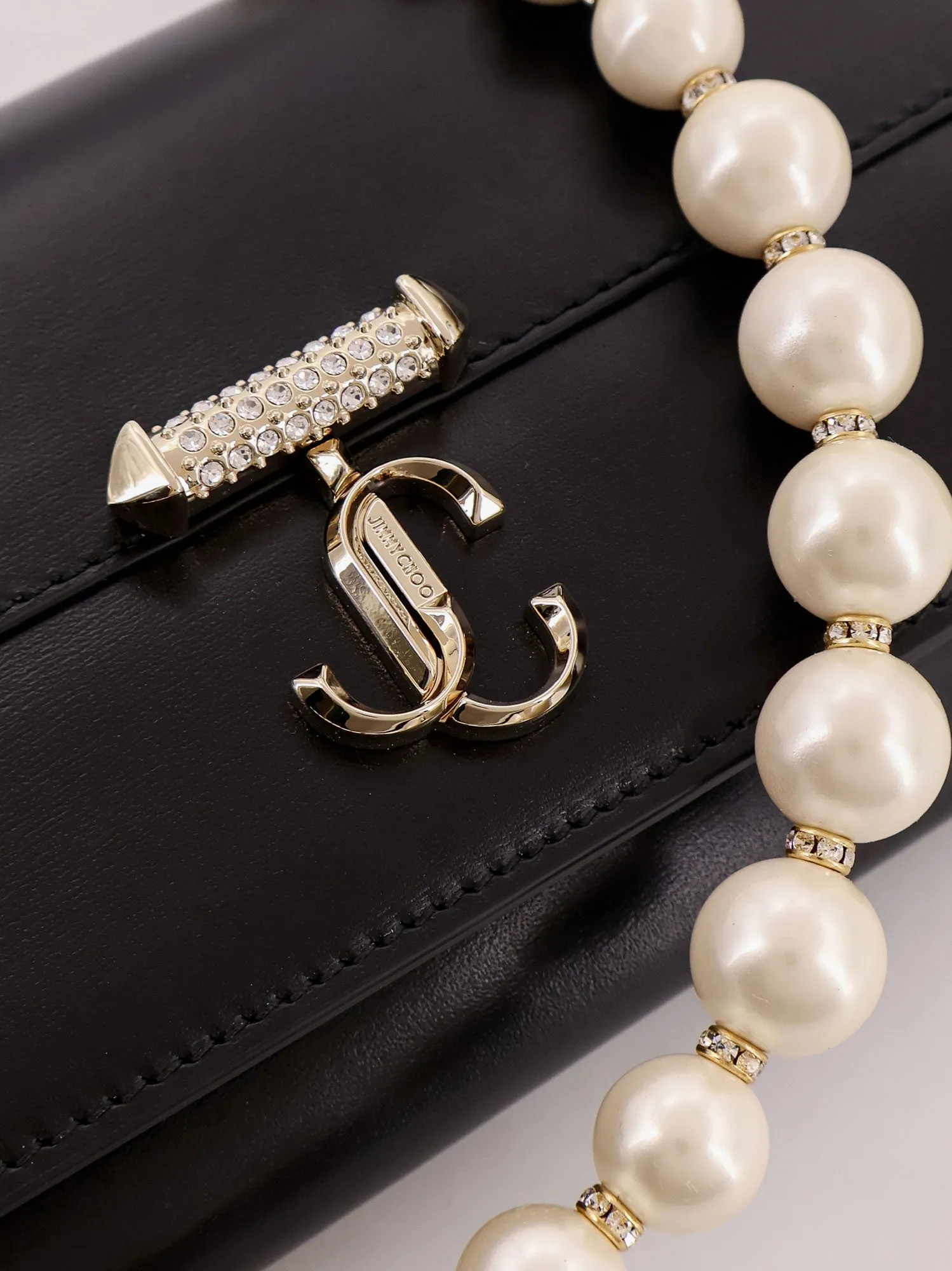 Jimmy Choo Avenue Leather Shoulder Bag With Frontal Monogram