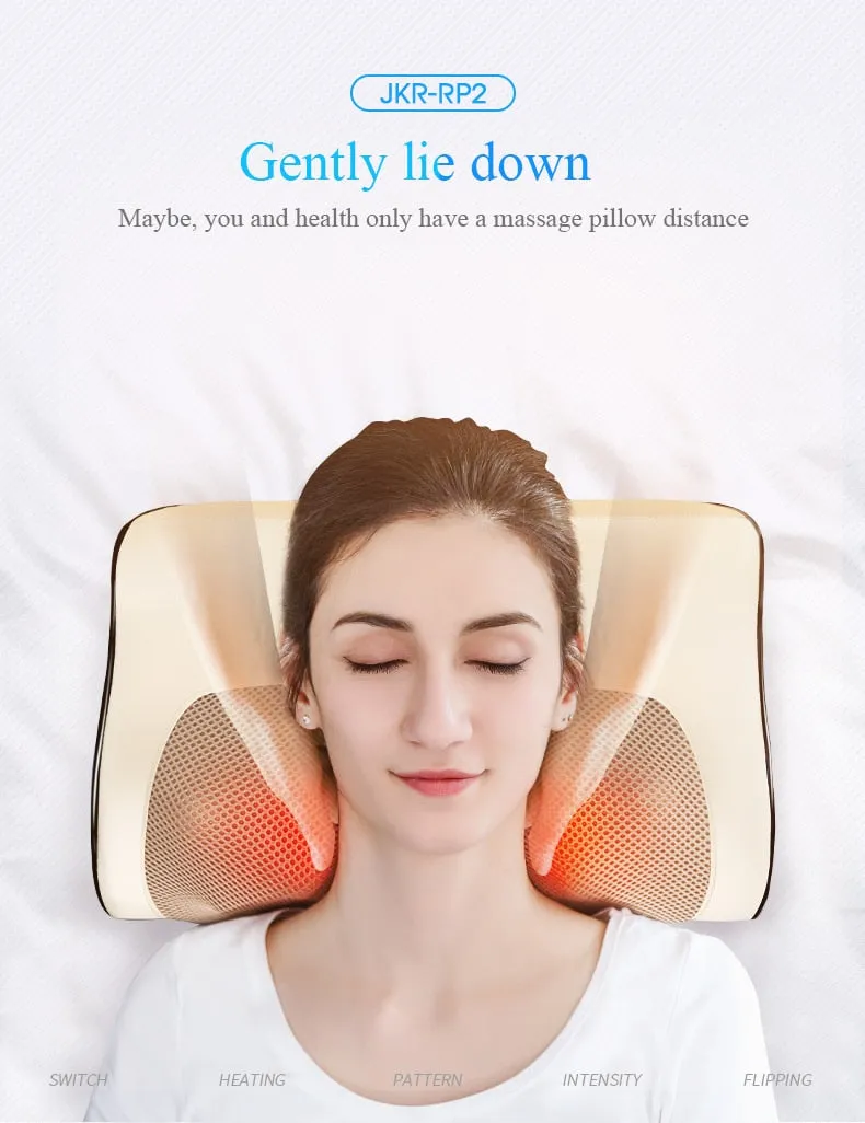 Jinkairui Infrared Heating Neck Shoulder Back Body Electric Massage Pillow Shiatsu Device Cervical Health Massageador Relaxation