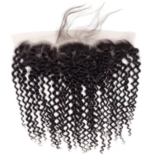 Kinky Curly Human Hair Closure 13*4 Lace Frontal Natural Color MYLOCKME