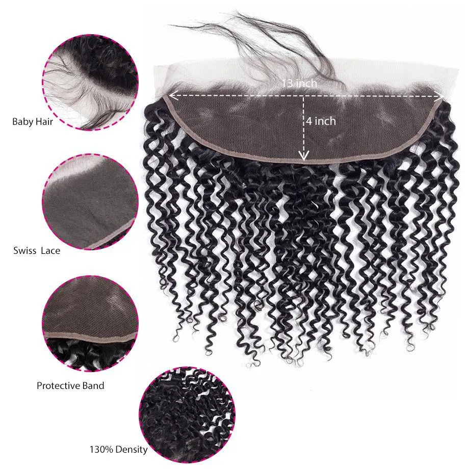 Kinky Curly Human Hair Closure 13*4 Lace Frontal Natural Color MYLOCKME