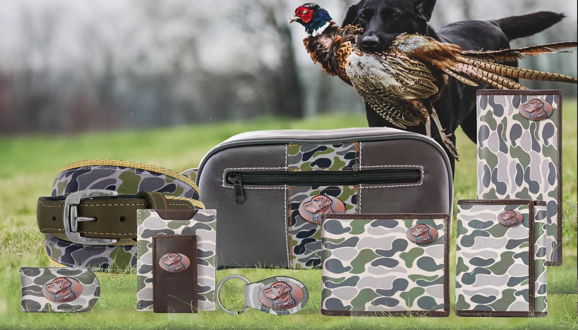 Lab Men's Old School Camo Leather Money Clip.