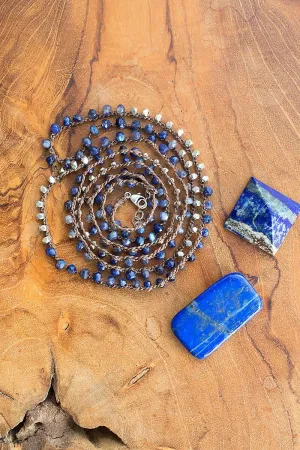 Lapis Lazuli Necklace-Convertible Wrap Bracelet-Double Layer Necklace-Anklet