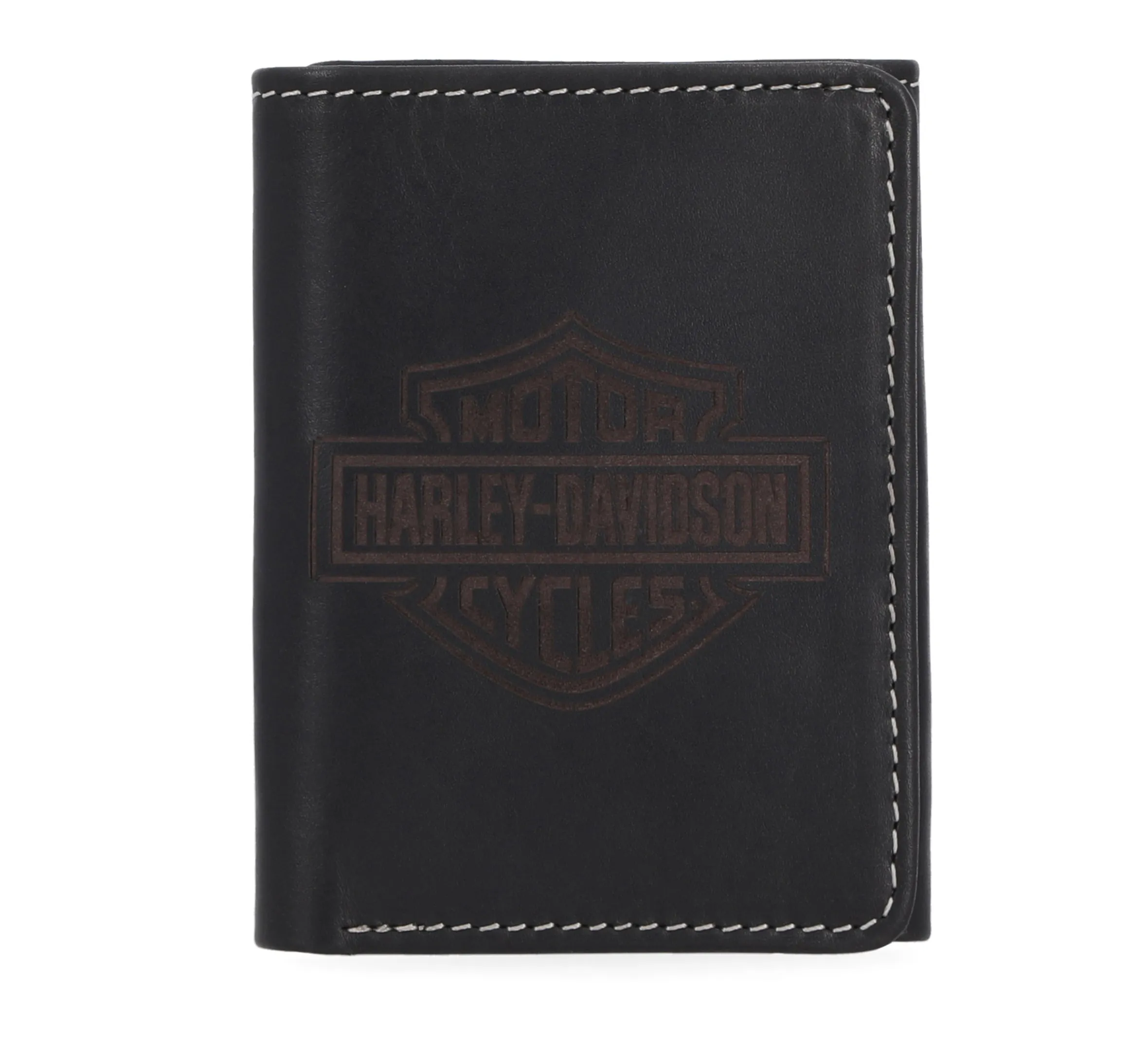 Laser Logo Trifold Wallet in Black - Black