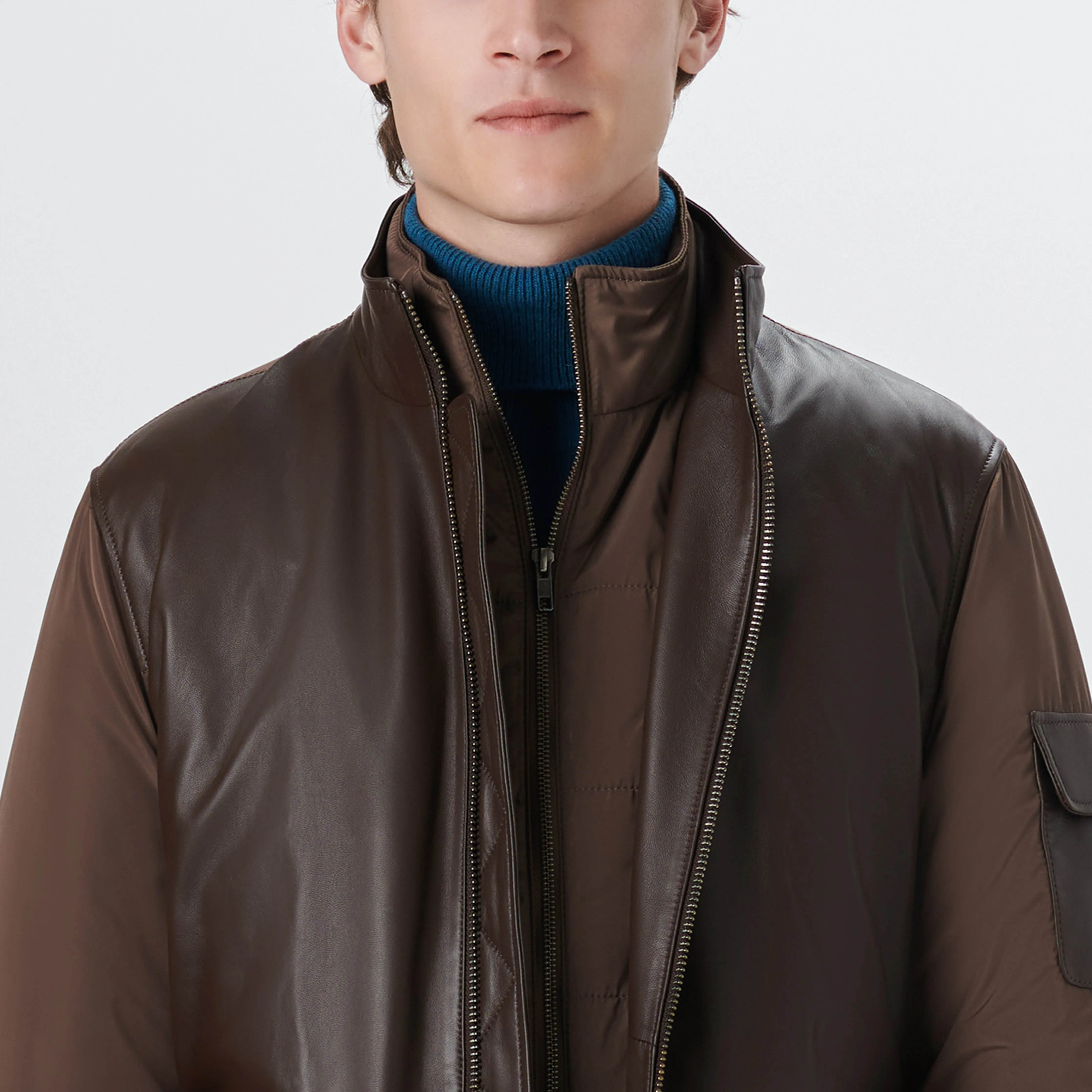 Leather Jacket with Removable Bib