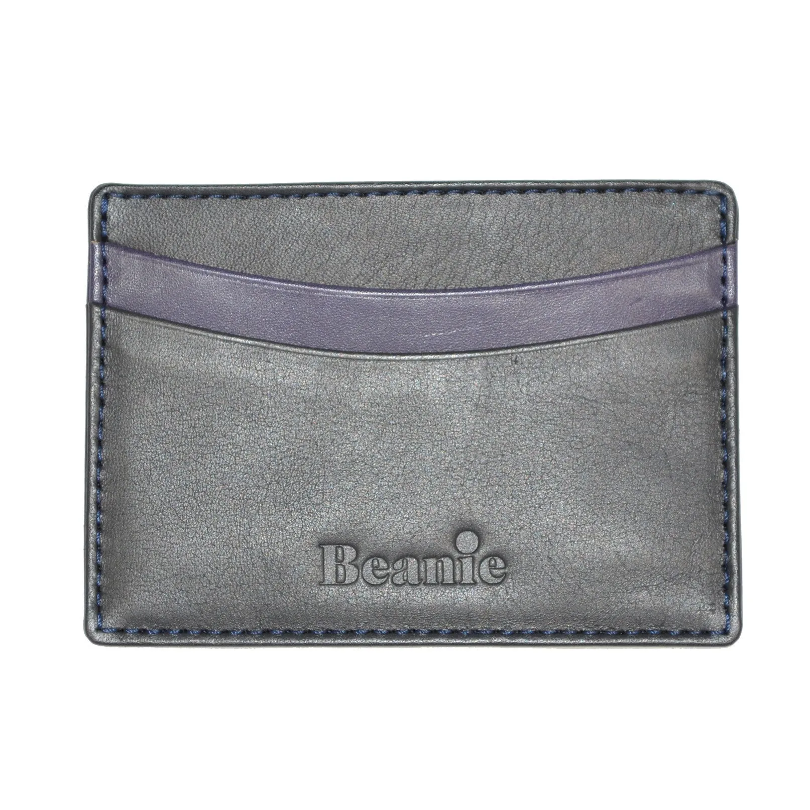 Leather Note/Credit Card Case - Black/Aubergine
