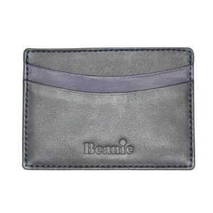 Leather Note/Credit Card Case - Black/Aubergine