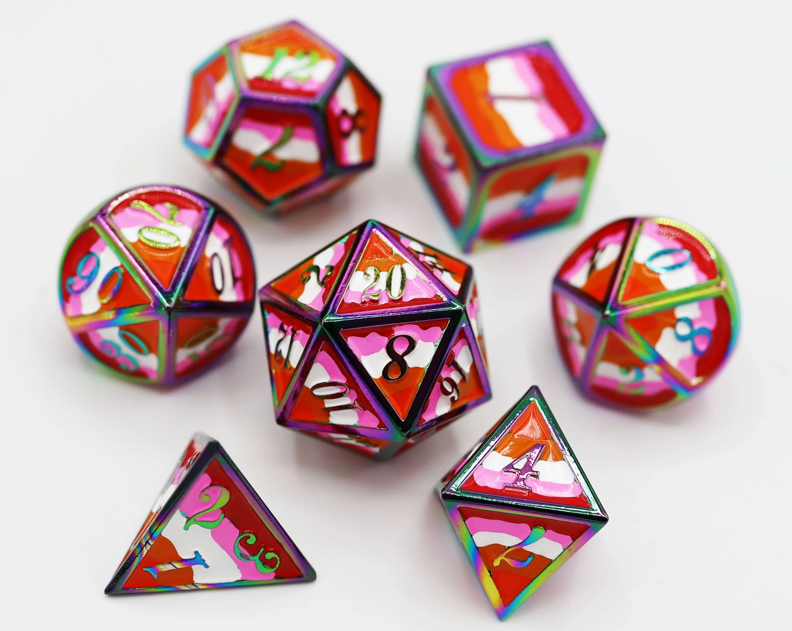 Lesbian Pride Flag - Metal RPG Dice Set