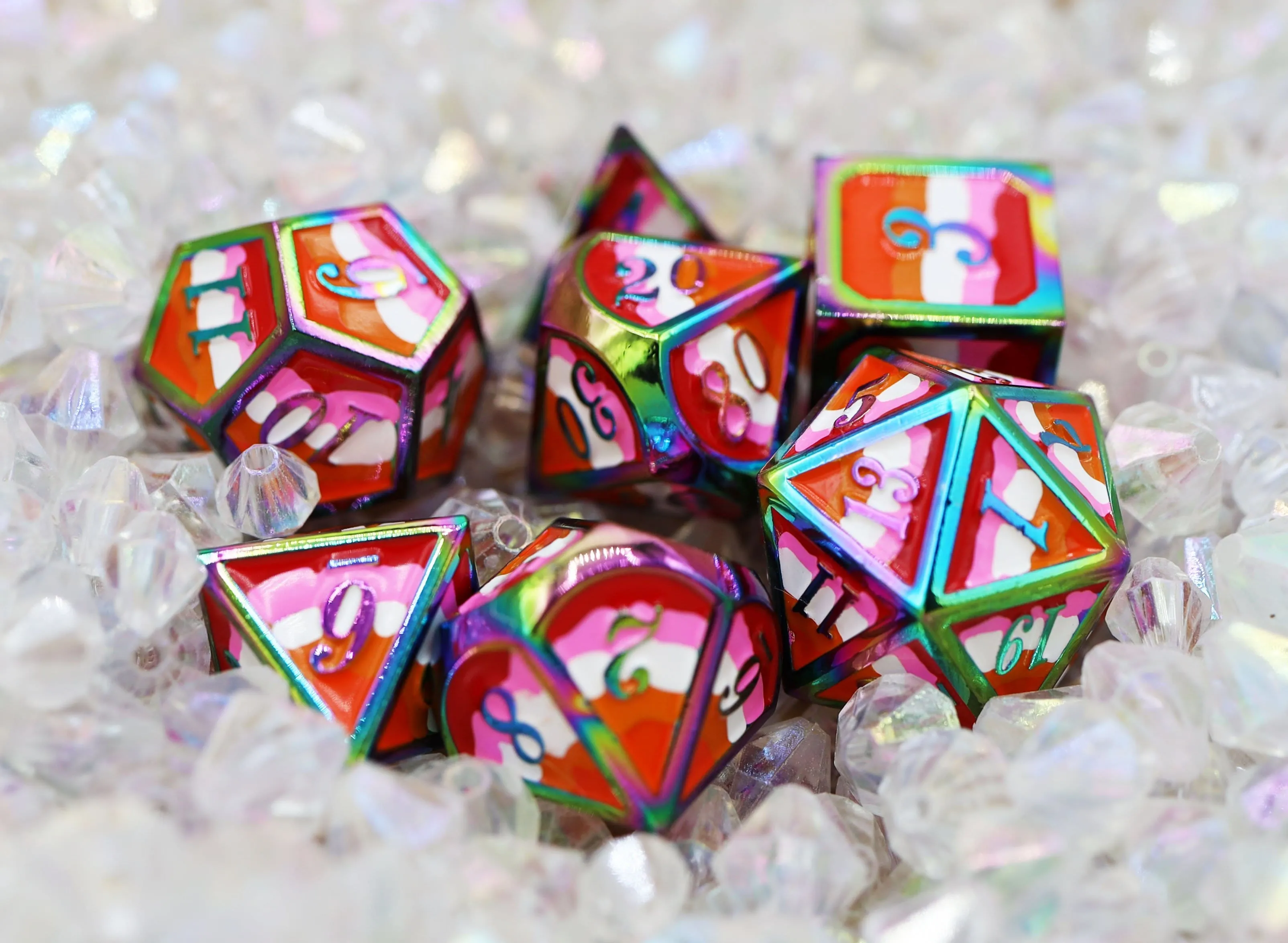 Lesbian Pride Flag - Metal RPG Dice Set