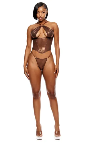 Liquid Metal Metallic Mesh Bustier Set