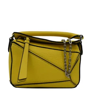 LOEWE Nano Puzzle Leather Shoulder Bag Yellow