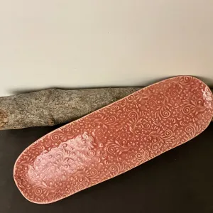 Long Oval Tray in Pink Glaze
