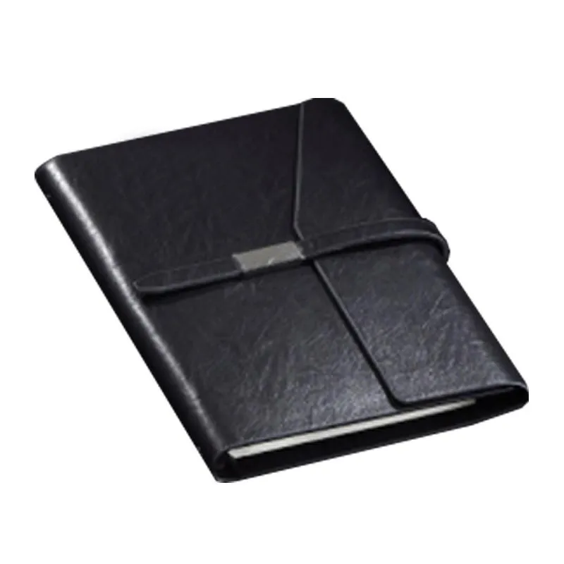 Loose Leaf Notebook With Thin Leather Strap And Flap Closure With Slanted Edge