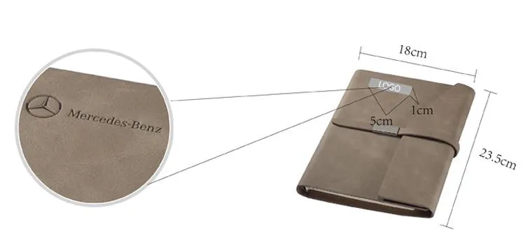 Loose Leaf Notebook With Thin Leather Strap And Flap Closure With Slanted Edge