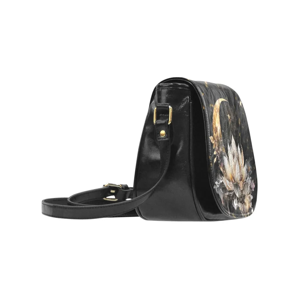 Lotus Moon Vegan Saddle Bag, Cross Body Purse