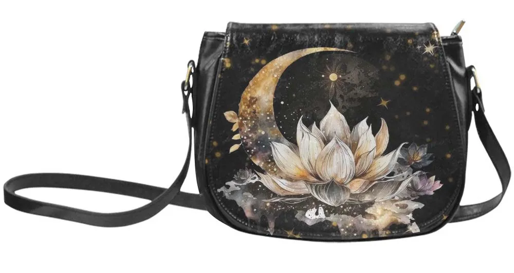 Lotus Moon Vegan Saddle Bag, Cross Body Purse