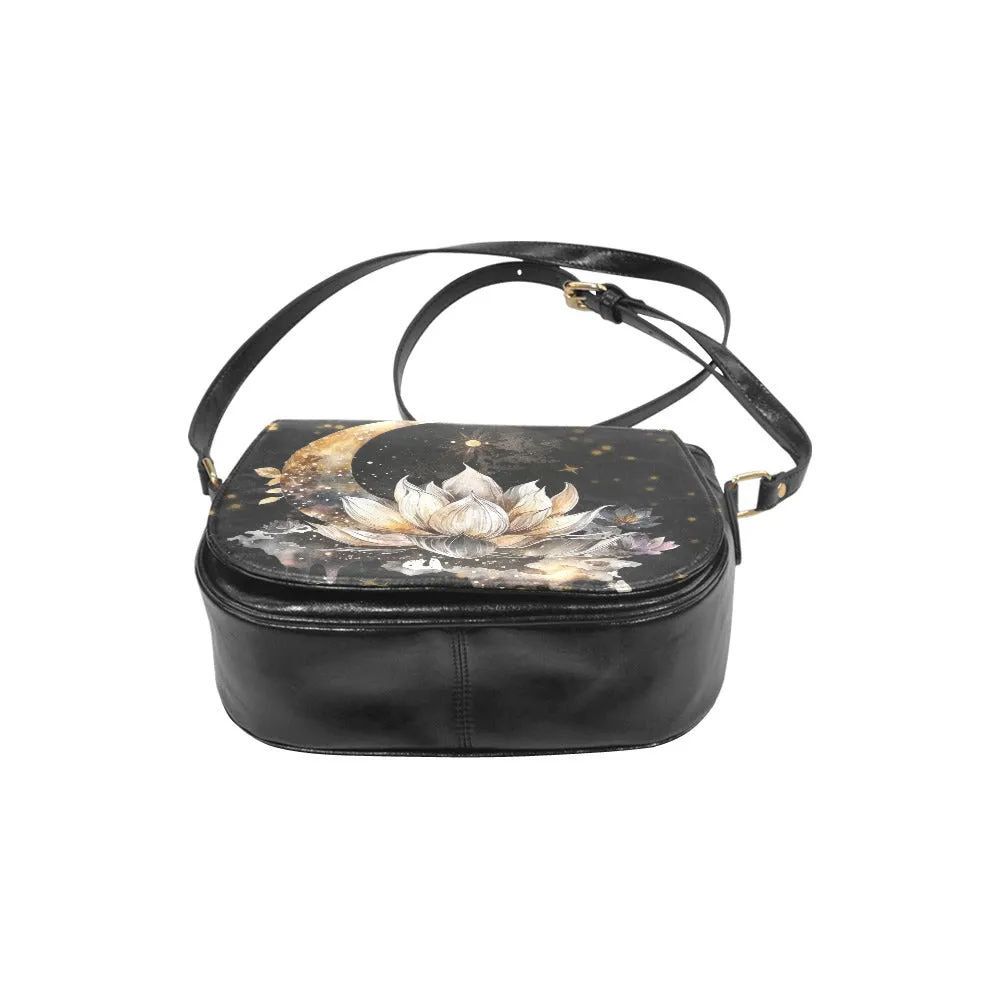 Lotus Moon Vegan Saddle Bag, Cross Body Purse