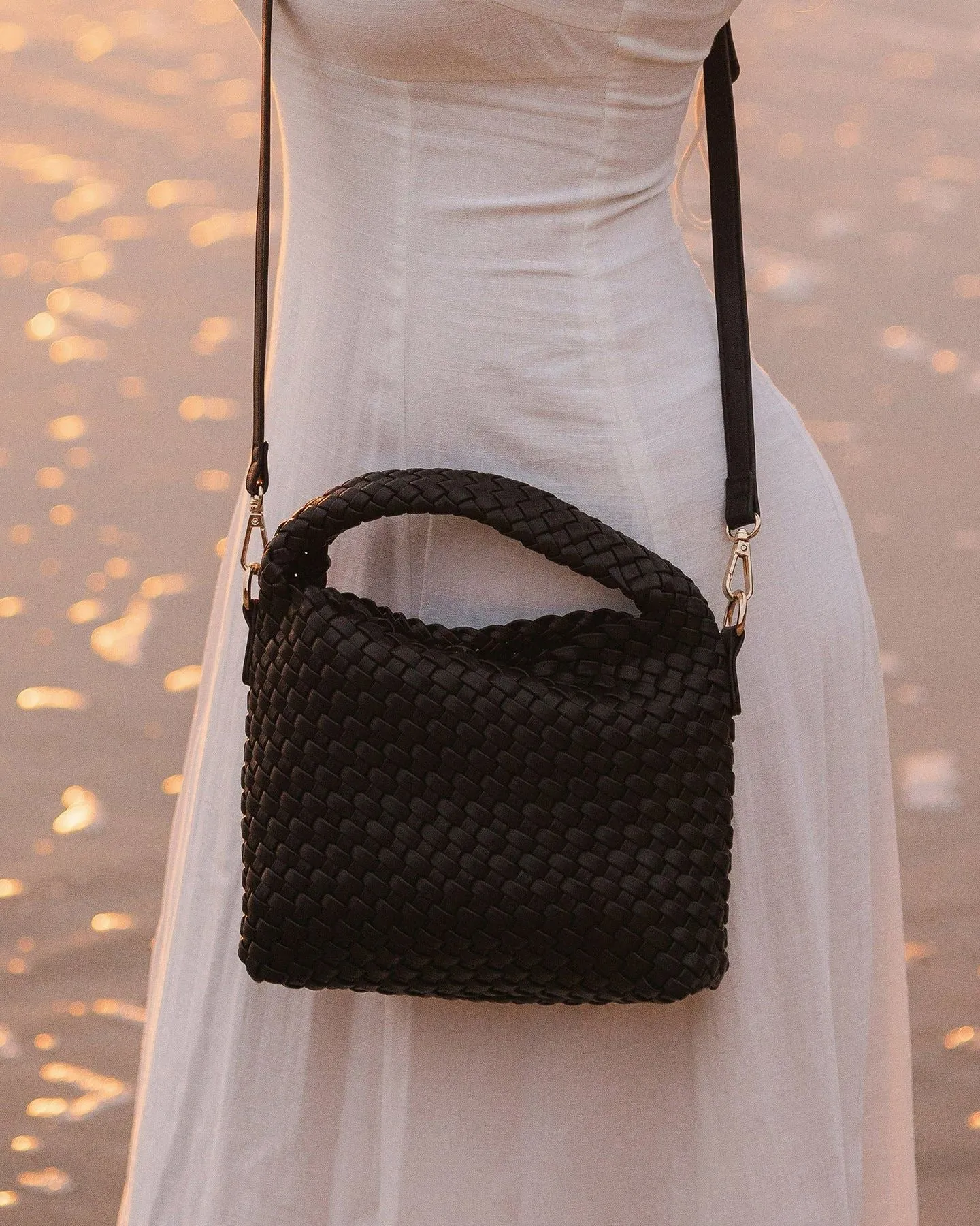 LOUENHIDE Gabby Mini Woven Shoulder Bag - Black