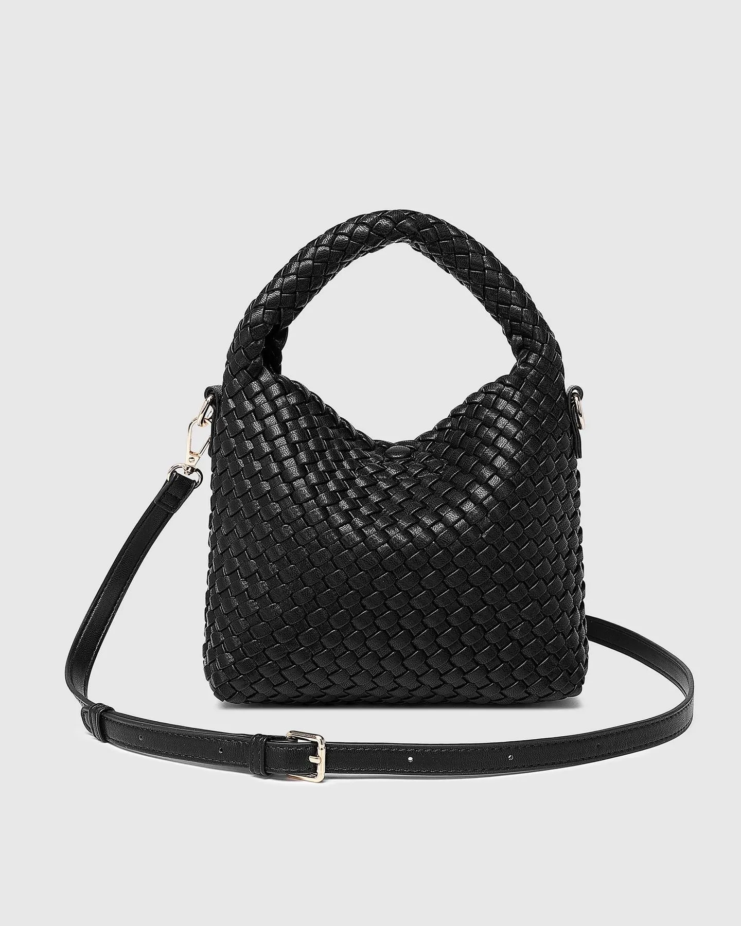 LOUENHIDE Gabby Mini Woven Shoulder Bag - Black