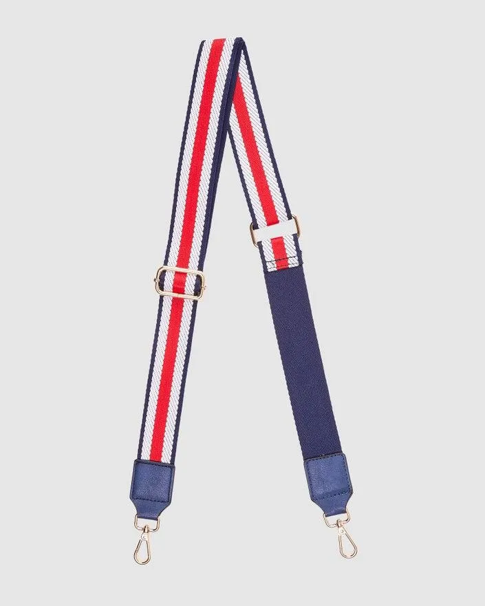 LOUENHIDE Gilly Guitar Strap - Stripe Navy/Raspberry