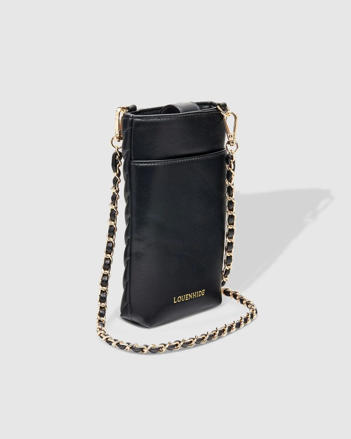 LOUENHIDE Vera Quilted Phone Crossbody Bag - Black