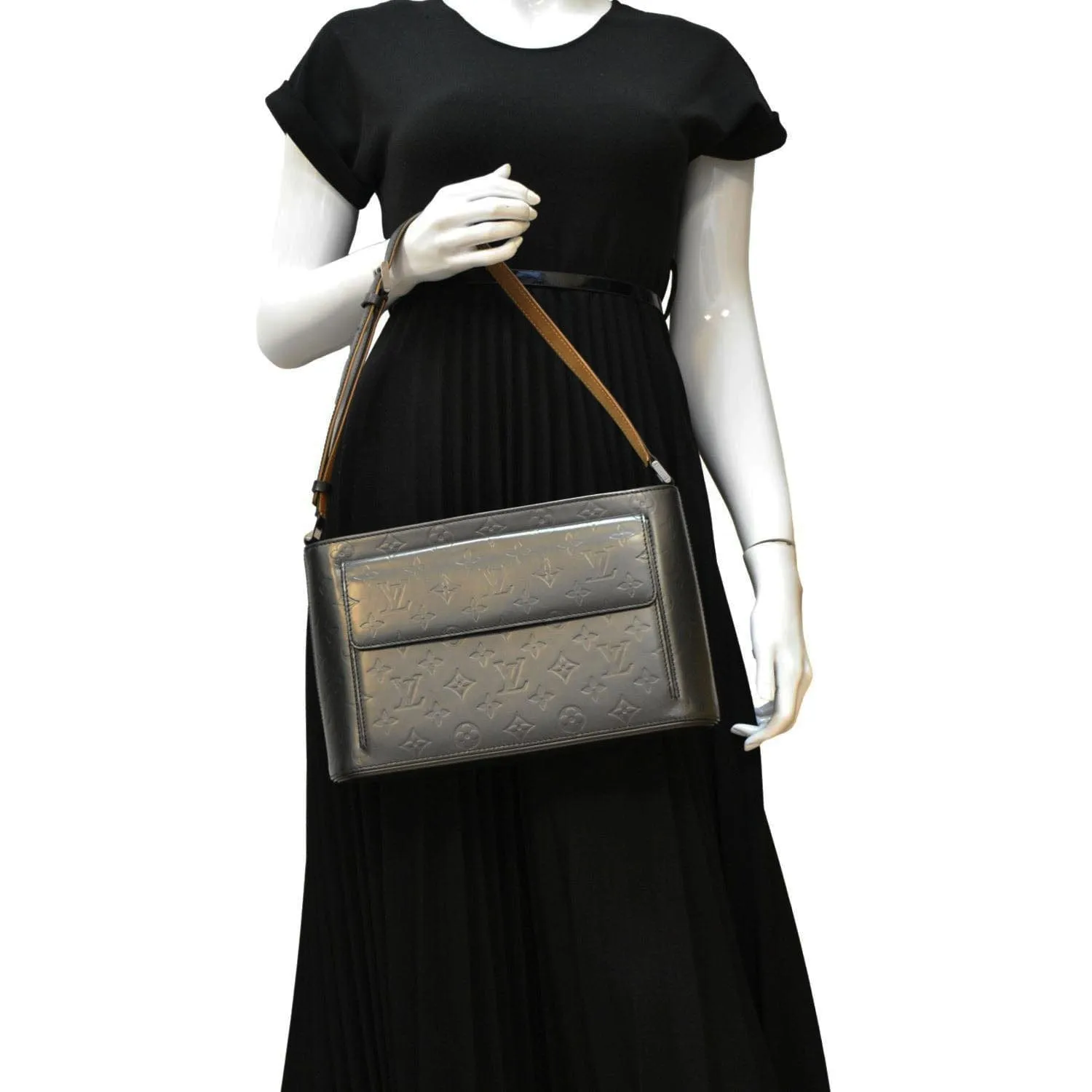 LOUIS VUITTON Alston Monogram Mat Shoulder Bag Black