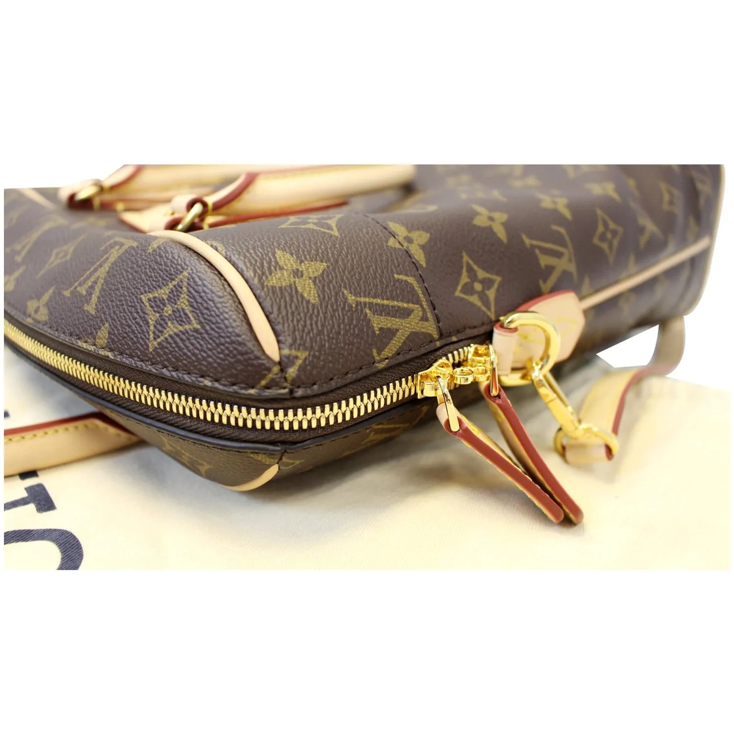LOUIS VUITTON Carry All MM Monogram Canvas Shoulder Bag Brown