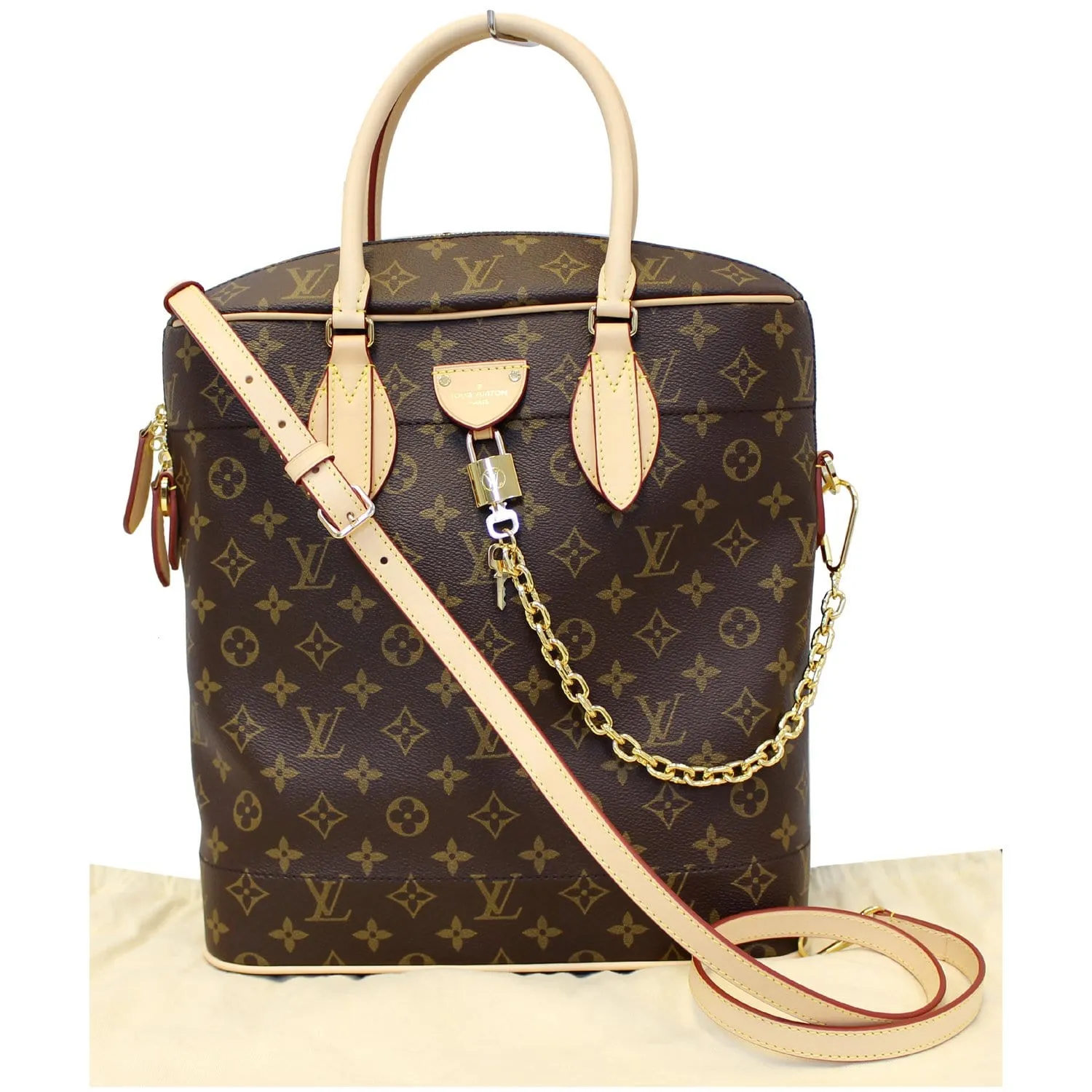LOUIS VUITTON Carry All MM Monogram Canvas Shoulder Bag Brown