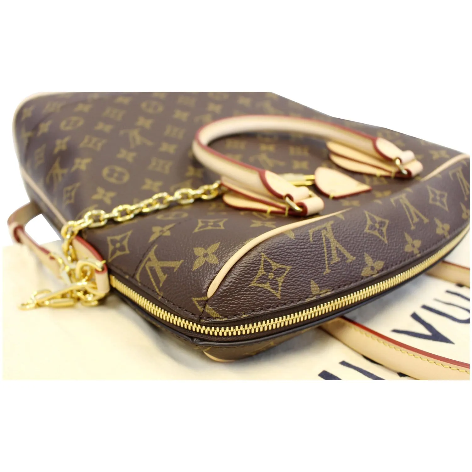 LOUIS VUITTON Carry All MM Monogram Canvas Shoulder Bag Brown