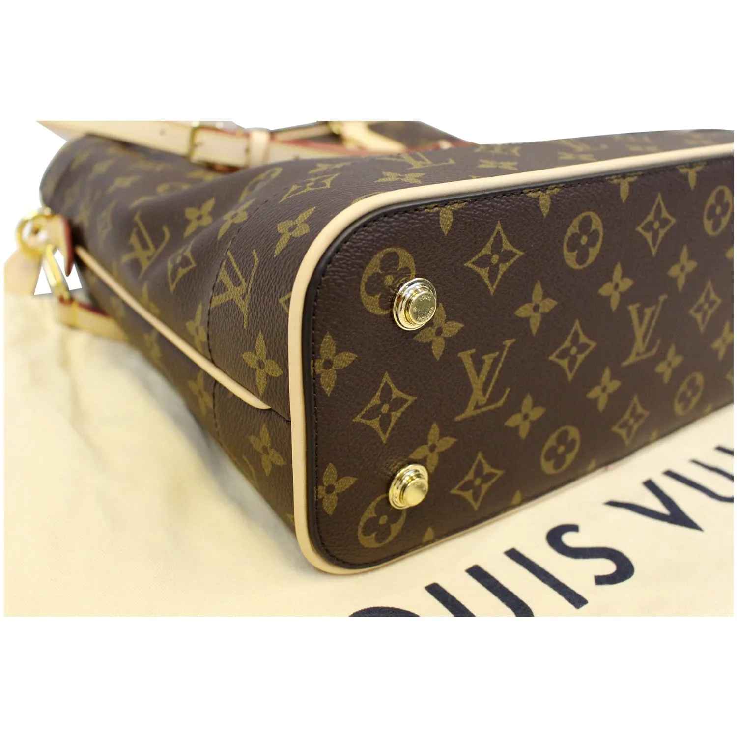 LOUIS VUITTON Carry All MM Monogram Canvas Shoulder Bag Brown