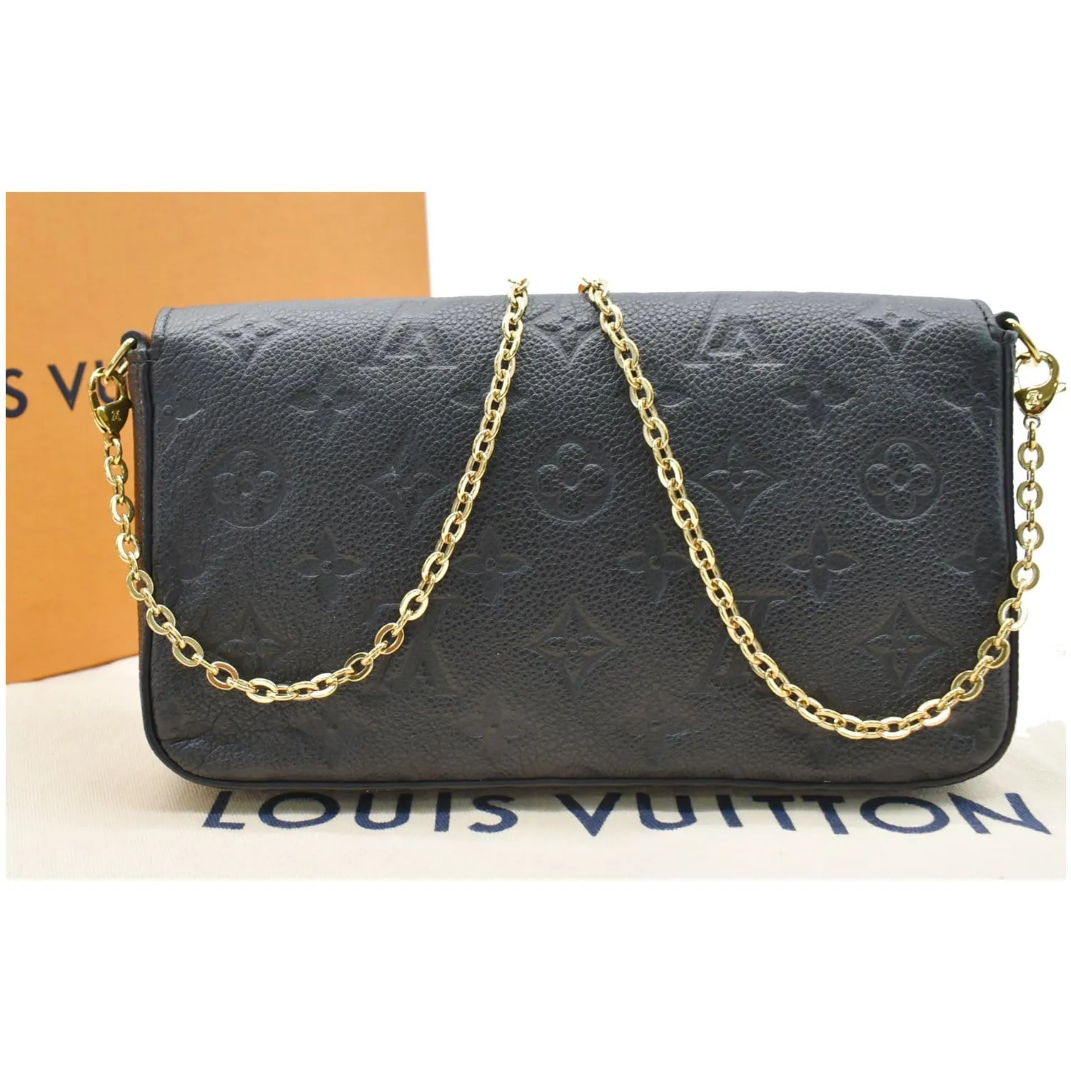 LOUIS VUITTON Felicie Monogram Empreinte Chain Pochette Crossbody Bag Black