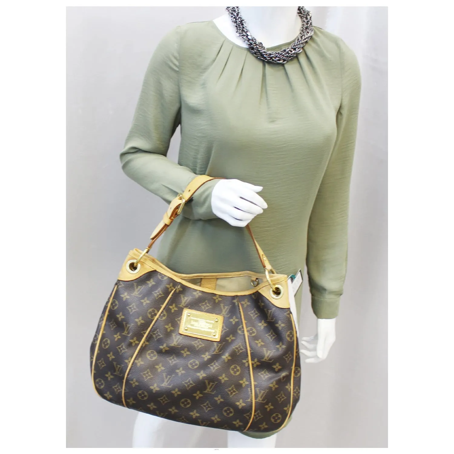 LOUIS VUITTON Galliera PM Monogram Canvas Shoulder Handbag Brown