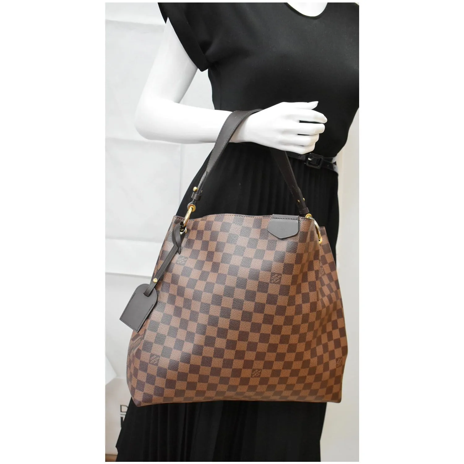 LOUIS VUITTON Graceful MM Damier Ebene Shoulder Bag Brown