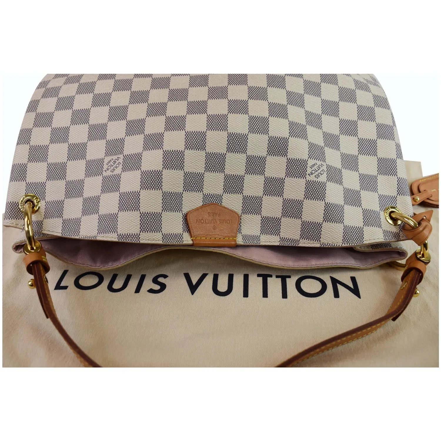 LOUIS VUITTON Graceful PM Damier Azur Shoulder Bag White