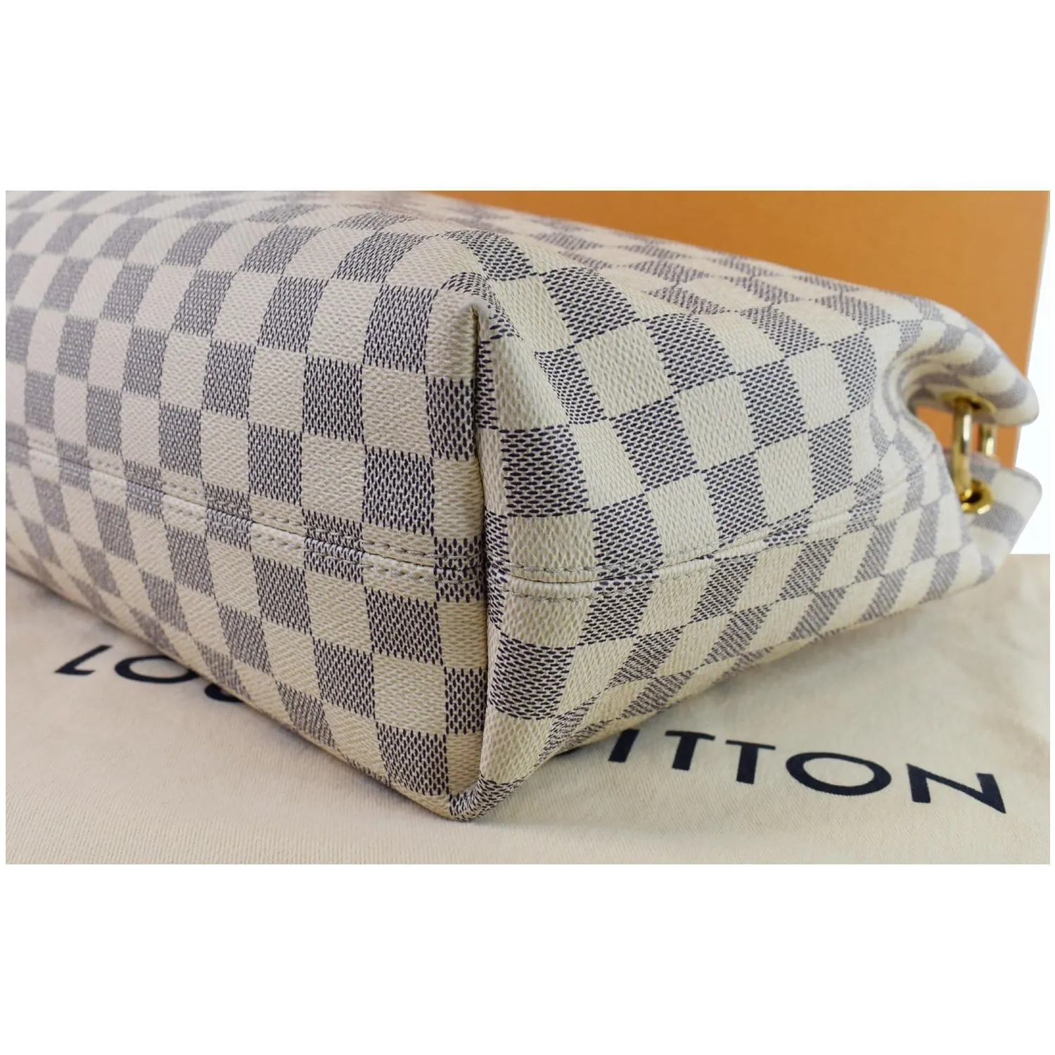 LOUIS VUITTON Graceful PM Damier Azur Shoulder Bag White
