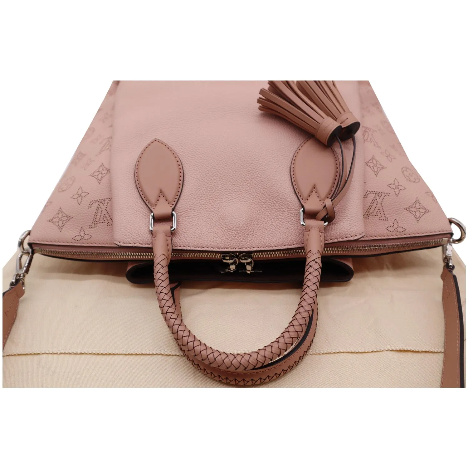 LOUIS VUITTON Haumea Mahina Leather Shoulder Bag Rose Pink
